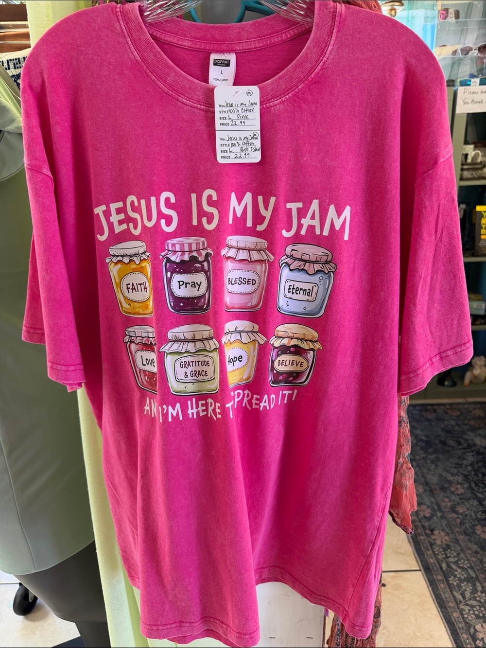 Jesus Is My Jam Short Sleeve Tee - Hot Pink